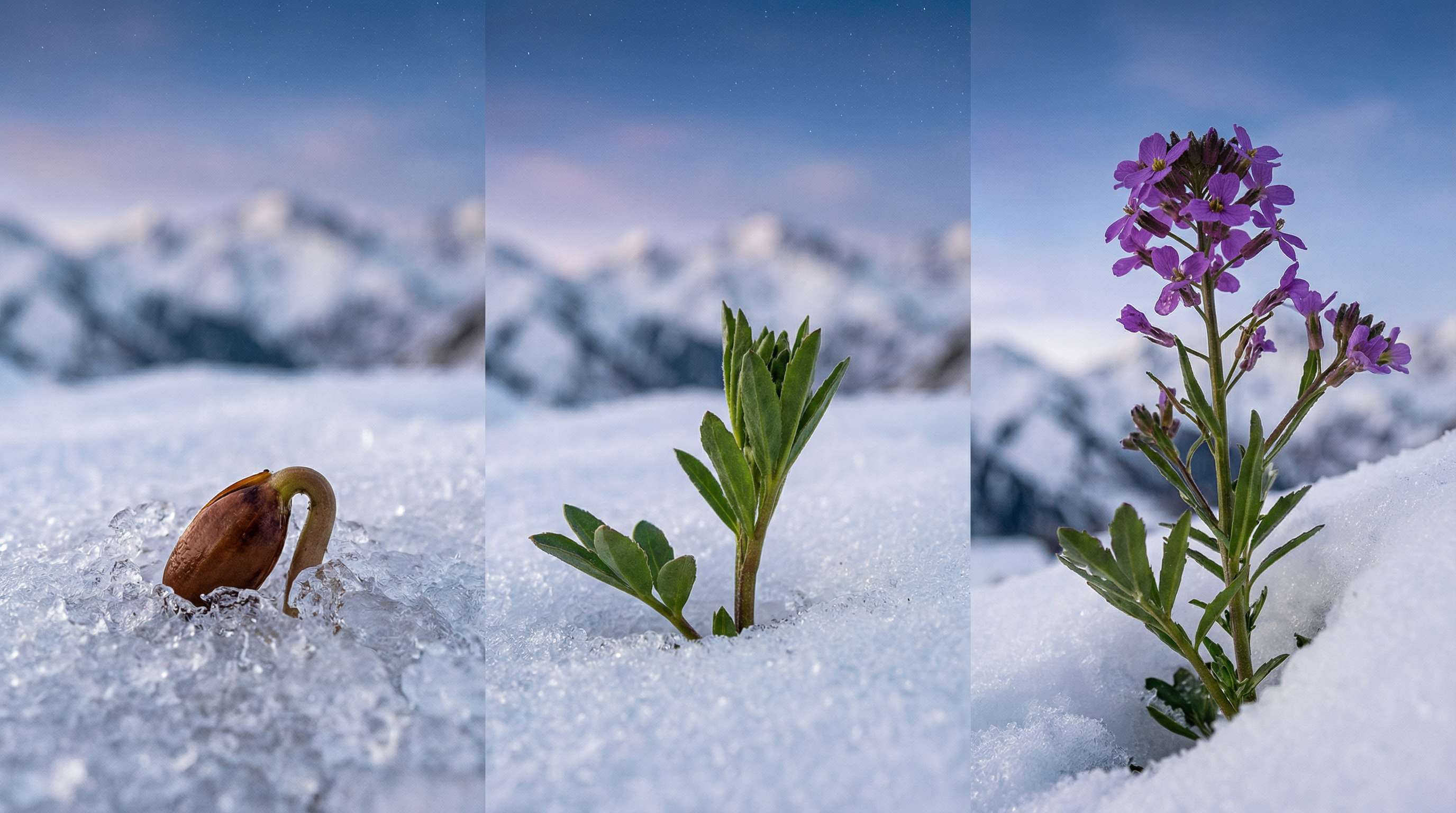 媚黑植物破雪而出延时视频